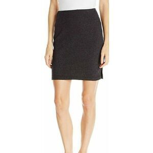 Three Dots Charcoal Gray Ribbed Knit Pencil Skirt